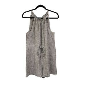 BCBGeneration linen romper black & white striped Sz XS